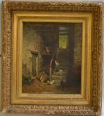 Alexandre DEFAUX (1826-1900)
La basse cour aux poules
Huile sur toile signée...