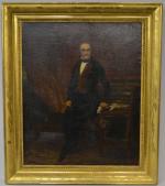 ECOLE FRANCAISE du XIXème
Portrait d'homme en pied à son bureau
Huile...