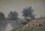 René POUSSET (XIX-XXème)
Promenade en barque
Huile sur toile signée en bas...