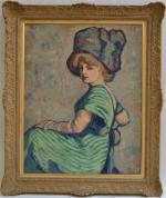 Charles PICART LE DOUX (1881-1959)
Elégante, 1909.
Huile sur toile signée et...