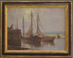 Léon ZEYTLINE (1885-1962)
Bateaux au port
Huile sur panneau signée en bas...