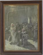 Hippolyte Dominique BERTEAUX (1843-1926)
Gare du Nord, septembre 1914.
Dessin gouaché, signé,...