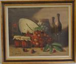 R. GILBERT (XIX-XXème)
Nature morte aux cerises
Huile sur toile signée en...