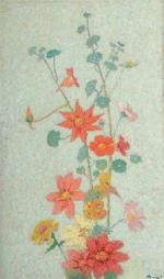 Achille LAUGÉ (1861-1944)
Jetée de fleurs
Huile sur panneau signée du monogramme...