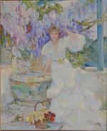 Yvonne CARRO (XXème siècle)
Printemps, femme en blanc
Huile sur toile signée...