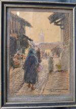 Alexis de BROCA (1868-1948)
Rabat, Médina, quartier des teinturiers
Gouache signée en...