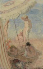 Henri LEBASQUE (1865-1937)
Scène de plage, circa 1925
Huile sur toile signée...