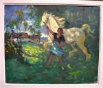 Charles PERRIN (1884-1964)
La fille au cheval blanc
Huile sur panneau signée...