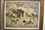 Charles PERRIN (1884-1964)
Chasse aux sangliers
Huile sur toile signée en bas...