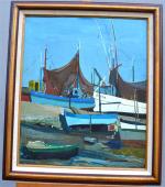 Jean-Lous CLEMENCEAU (1921-2002)
Port de Lesconil
Huile sur carton, 65 x 54...