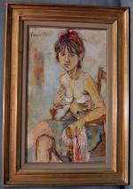 Françoise ADNET (né en 1924)
Jeune fille assise
Huile sur toile signée...