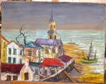 d'HERVALGANTHE (XXème siècle)
Village marin
Huile sur toile signée en bas à...