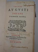 Jacques Auguste de THOU
Jacobi Augusti THUANI
Poémata sacra.
Lutetia, Mamertum Patissonium, 1599,...