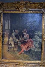 Enrique MIRALLES (? - 1883)
Conversation galante
Huile sur toile signée en...