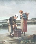 Henri VAN WYK [hollandais] (1833-?)
Les ramasseuses  de moules, 1886....