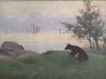 Alfred GUILLOU (1844-1926)
Vache devant les voiliers
Huile sur toile signée en...
