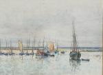 Édouard PORQUIER (1848-?)
Le Croisic, bateaux dans le traict
Aquarelle signée en...