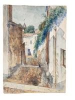 Édouard PORQUIER (1848-?)
Pornic, la ruelle
Aquarelle  située au dos
78.5 x...