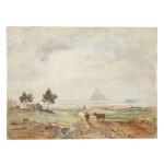 Édouard PORQUIER (1848-?)
Le Mont Saint Michel
Aquarelle située au dos
24 x...
