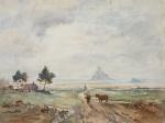 Édouard PORQUIER (1848-?)
Le Mont Saint Michel
Aquarelle située au dos
24 x...