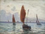 Emile GAUFFRIAUD (1877-1957)
Barques de Concarneau en mer
Huile sur carton signée...