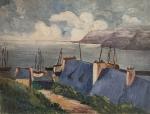 Renée GILBERT (début XXème)
Les toits devant la mer, 1926. 
Huile...