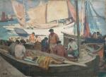 Lionel FLOCH (1895-1972)
Les marins dans leurs barques
Huile sur toile signée...