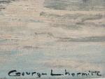Georges LHERMITTE (1882-1967)
Le Croisic, bateaux amarrés
Huile sur carton toilé signée...
