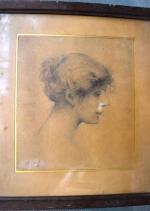 Luc Olivier MERSON (1846-1920) 
Portrait de jeune femme
Crayon signé, 23...
