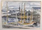 René LEVREL (1900-1981)
Voiliers au port
Aquarelle signée en bas à gauche
24...