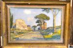 Alexis Louis de BROCA (1868-1948) 
Via Appia, Rome
Dessin aquarellé signé...