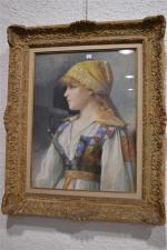 Léon Auguste César HODEBERT (1852-1914)
Portrait d'une jeune orientale
Pastel signé en...