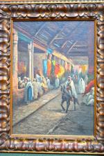 Lucien LAPEYRE (XIX-XXème siècle)
Scène orientaliste Bazar à Tunis
Huile sur toile,...