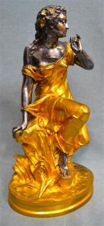 Emile HEBERT (1828-1893)
Jeune femme
Bronze patiné en or et argent, signé
H....