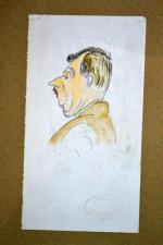 Maurice Georges PONCELET (1898-1978)
Profil d'homme, caricature
dessin cachet d'atelier en bas...