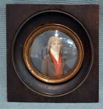 ECOLE FRANCAISE du XIXème siècle
Portrait d'homme à mi-corps
Miniature ronde monogrammée...