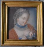 ECOLE FRANCAISE du XVIIIème siècle
Jeune fille au bouquet de fleurs...