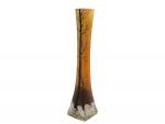 LEGRAS
Vase tube en verre à décor émaillé d'un paysage arboré...