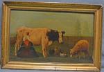ECOLE FRANCAISE XIXème siècle
Vaches, moutons
Panneau, 22 x 35 cm