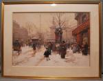 Eugène GALIEN-LALOUE (1854-1941)
Animation Place de la République sous la neige,...