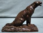 Adolphe Louis Victor GEOFFROY (1844-1915)
Panthère rugissant
Bronze à patine brune, fonte...