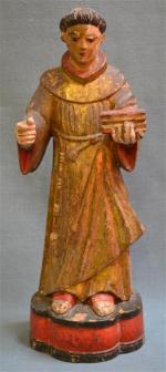 SCULPTURE en bois doré et peint représentant un personnage Saint
H....