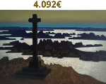COULIOU (1916-1995)<br />
Ile de Bréhat, calvaire breton<br />
Huile sur toile signée en bas à gauche, contresignée, titré et situé au dos<br />
46 x 65 cm