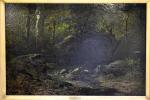 Francis BLIN (1827-1866)
Rochers en forêt
Huile sur toile signée en bas...