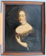 ECOLE FRANCAISE du XVIIème siècle
Portrait d'Anne d'Autriche
Huile sur toile rentoilée,...