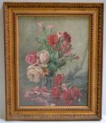 Albert Tibule FURCY de LAVAULT (1847-1915)
Bouquet d'oeillets
Huile sur panneau signée...