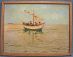 Louis NATTERO (1870-1915)
Pêcheurs au soleil couchant
Huile sur toile signée en...