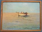 Louis NATTERO  (1870-1915)
Pêcheurs au soleil couchant
Huile sur toile signée...