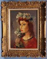 Roland OUDOT  (1897-1981)
Jeune fille couronnée de vigne
Huile sur toile...