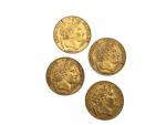 4 pièces de 20 francs or Cérès
Lot conservé à la...